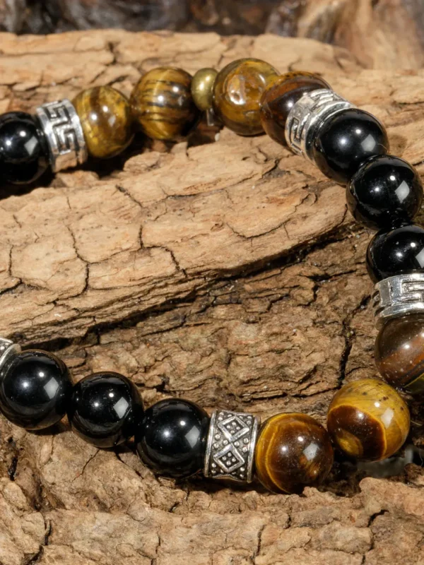 2025-moles-VBP_6047 Bracciale Artigianale di Agata Nera e Occhio di Tigre